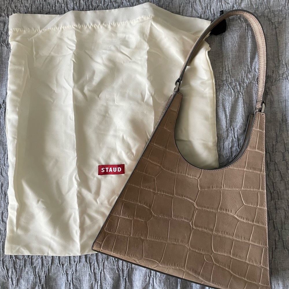 STAUD REY CROC EMBOSSED SHOULDER BAG